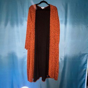 LuLaRoe Orange Textured Sarah Long Cardigan Sweater XL